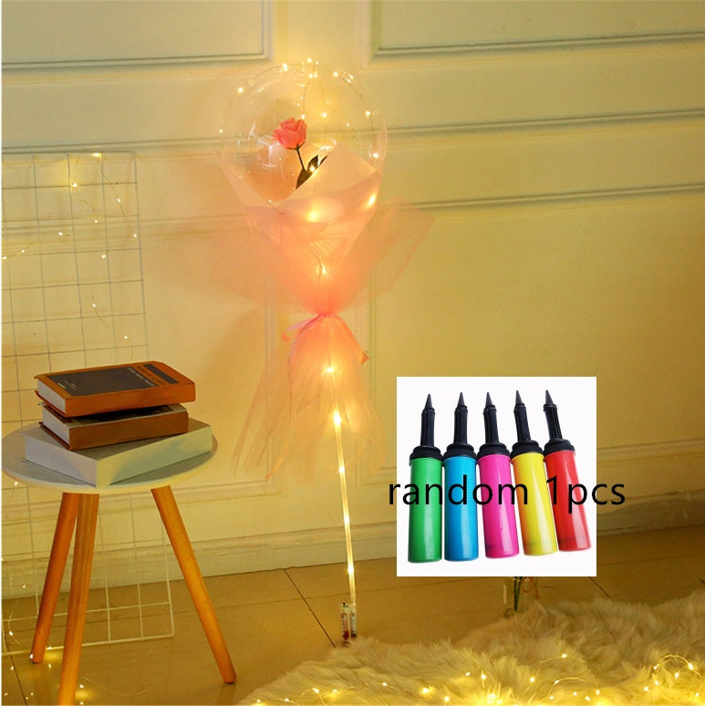 LED Luminous Balloon Rose Bouquet Transparent Bobo Ball Rose