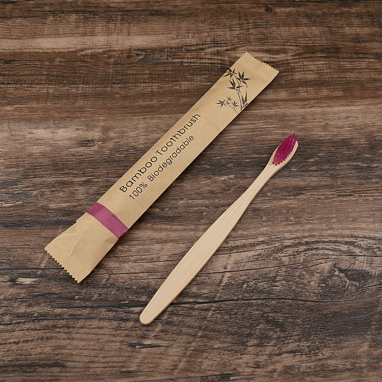 Flat Bamboo Toothbrush Kraft Paper Bag Toothbrush