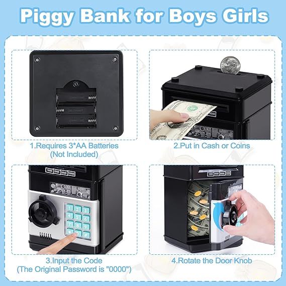 Saving Challenge Automatic Coin Storage Box, 1 Piece Modern Trendy Battery Powered Piggy Bank For Kids, Desk Number Piggy Bank Without Battery, Money Saving Supplies, Game Room Decor Ornaments, Home D