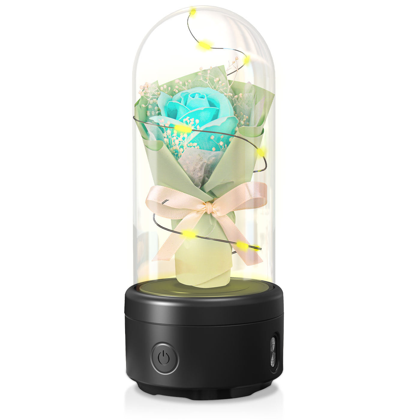 Creative 2 In 1 Bouquet LED Light and Bluetooth-compatible Speaker Mother's Day Gift Rose Luminous Night Light Ornament in Glass Cover