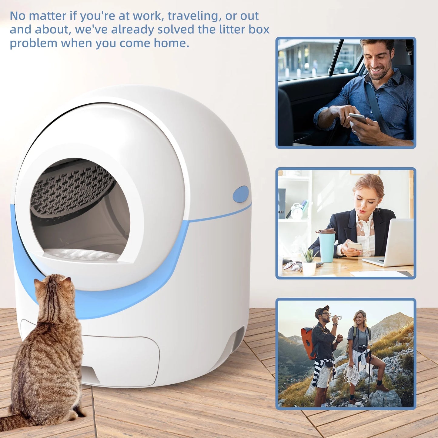 Self Cleaning Cat Litter Box, Automatic Litter Box with 2.4G Wifi APP Control