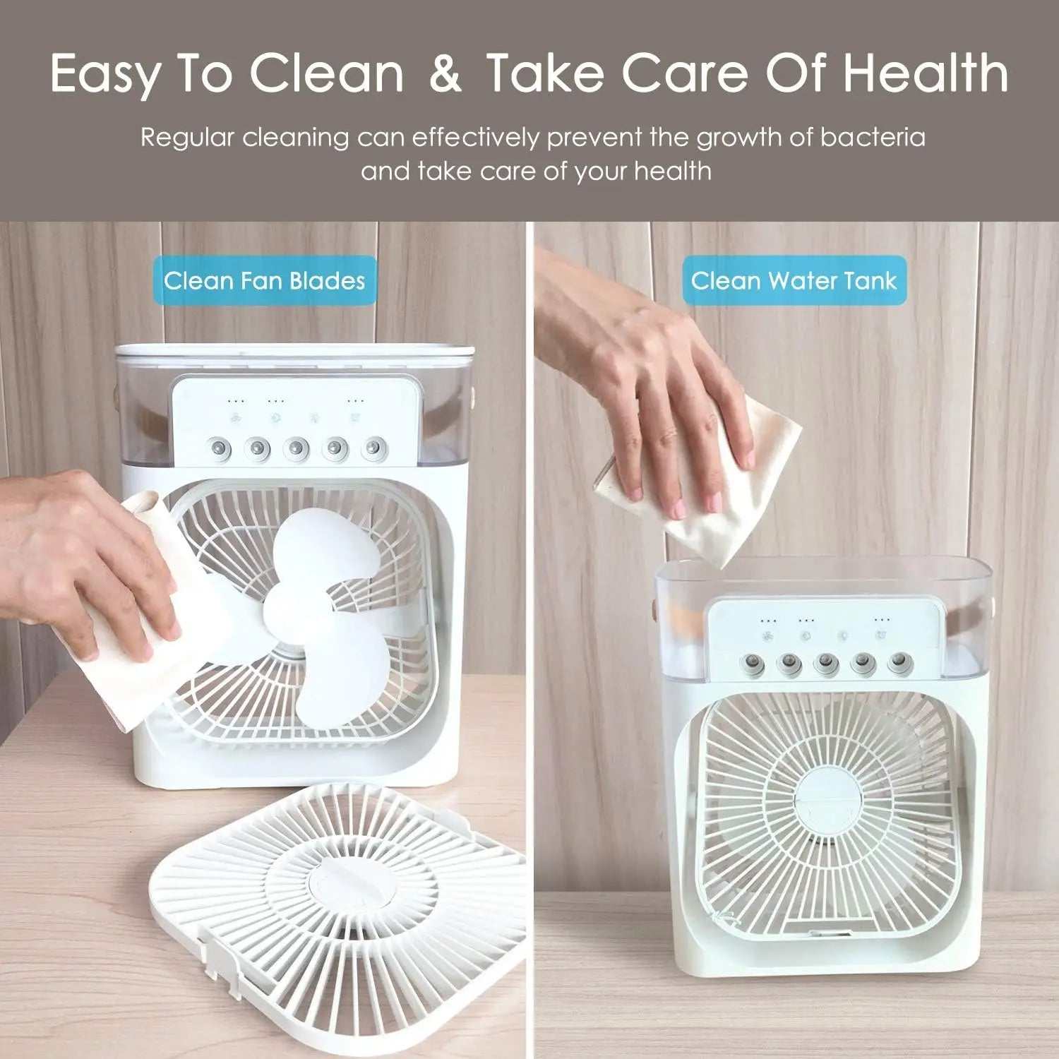 Portable Humidifier Fan Air Conditioner Household Small Air Cooler Hydrocooling Portable Air Adjustment for Office 3 Speed Fan