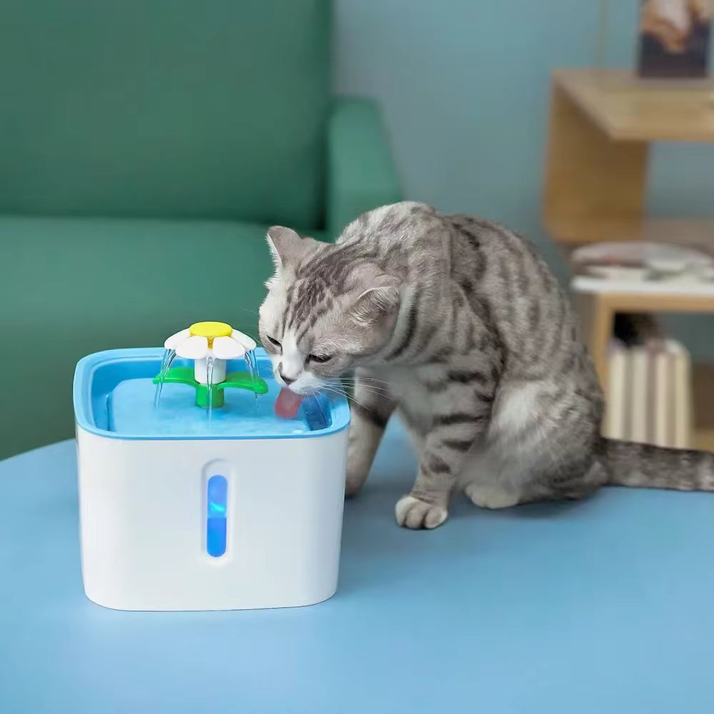 Automatic Cat Dog Pet Water Fountain Pet Bowl Cat Drinking Flower Water Dispenser Petsafe Drink with Filters Pet Water Fountain