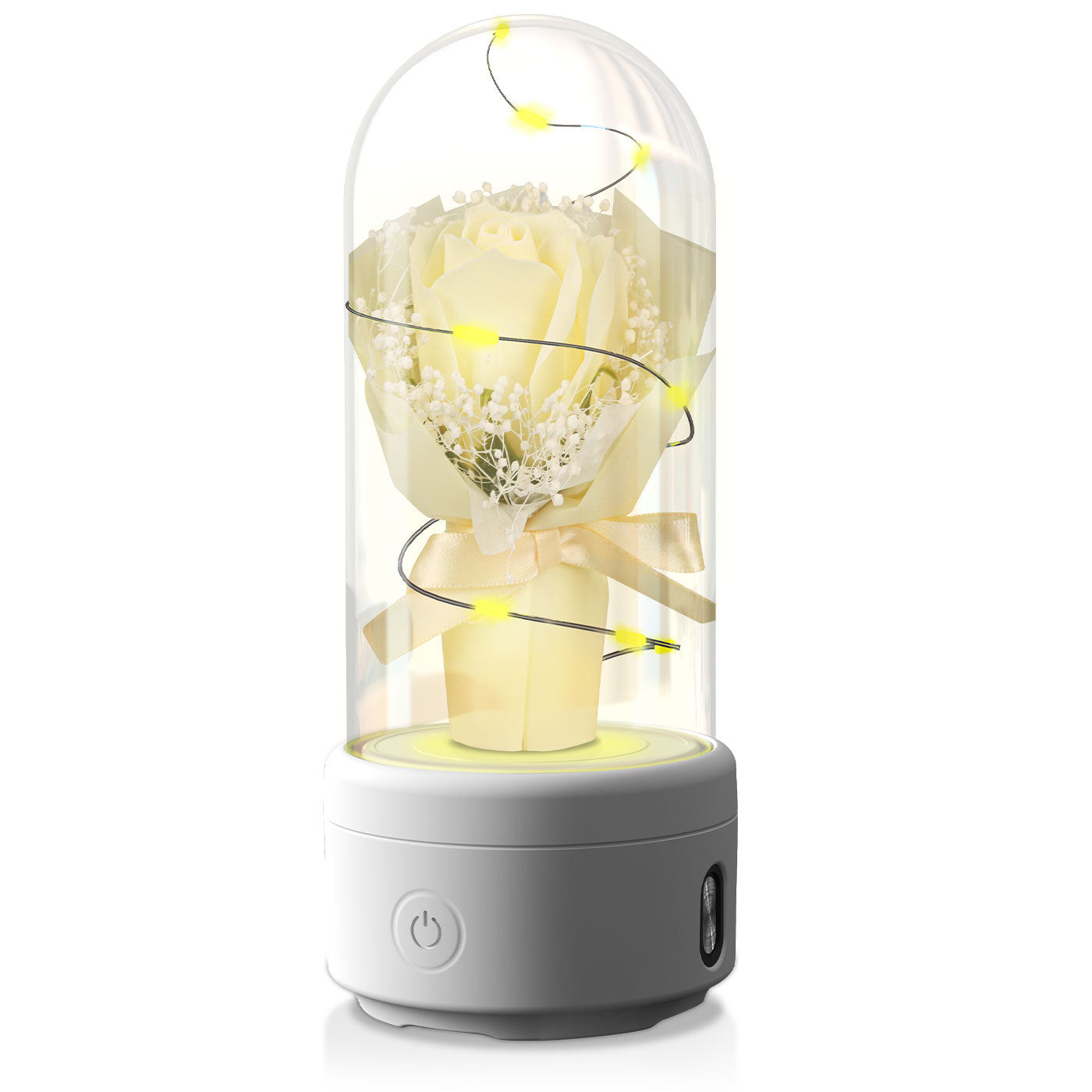 Creative 2 In 1 Bouquet LED Light and Bluetooth-compatible Speaker Mother's Day Gift Rose Luminous Night Light Ornament in Glass Cover