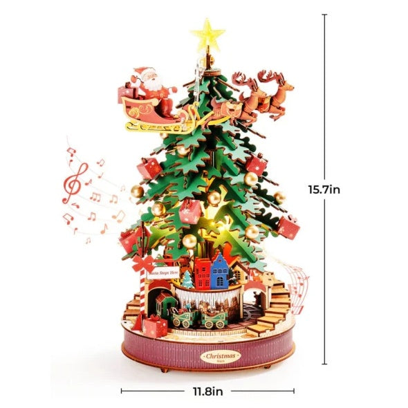 3D Puzzles for Adults, Wooden Music Box Christmas Melody Tree, 3D Model Building Kits for Adults, Home Decor Christmas Birthday Gifts DIY Crafts Hobbies for Teens