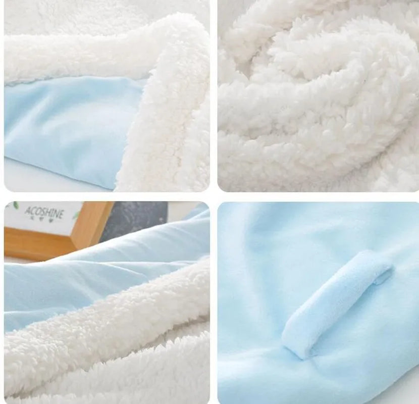 Winter Warm Baby Boys Girls Blanket Wrap Double Layer Fleece Baby Swaddle for Newborns Baby Boys Girls Bedding Blanket Kids