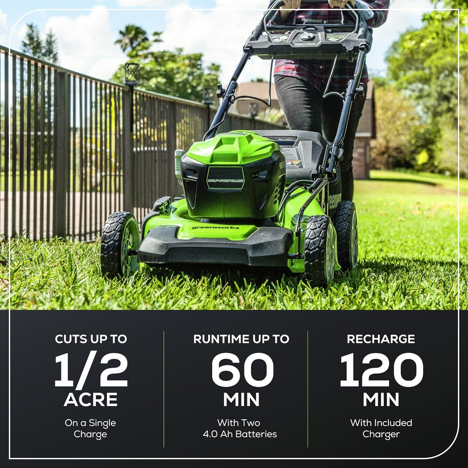 40V 21" Brushless Cordless (Smart Pace / Self-Propelled) Lawn Mower (75+ Compatible Tools), (2) 4.0Ah Batteries and Charger Included