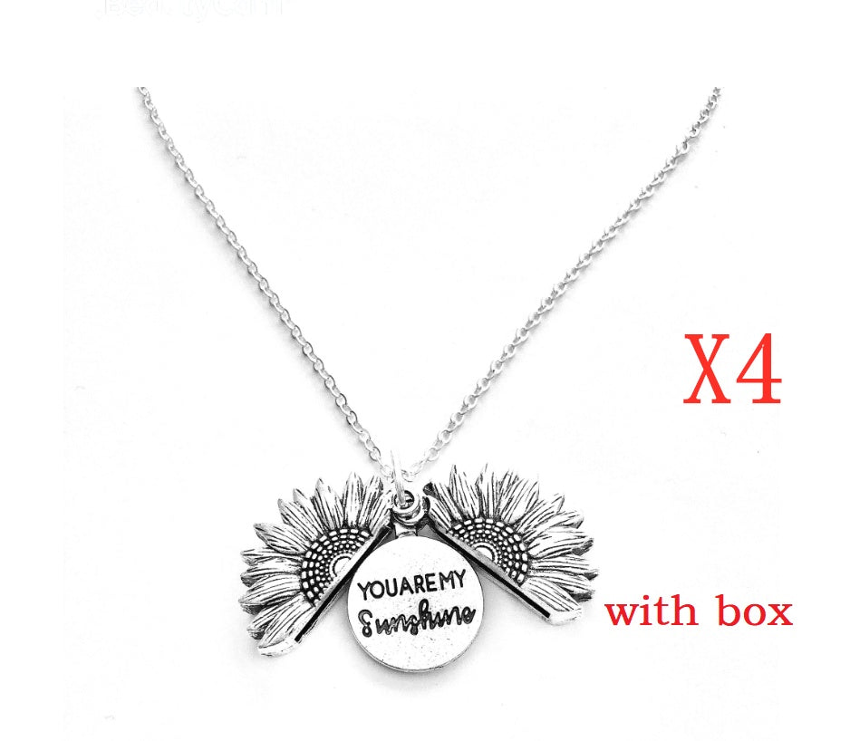 Sunflower Double Lettering Necklace