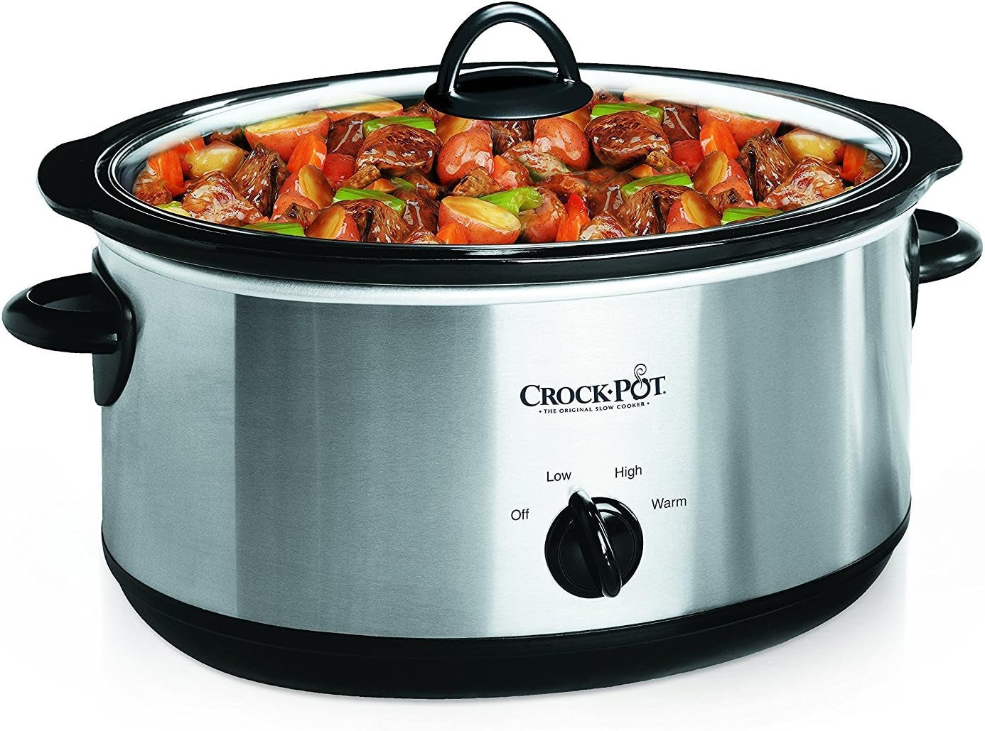 7 Quart Oval Manual Slow Cooker, Stainless Steel (SCV700-S-BR), Versatile Cookware for Large Families or Entertaining