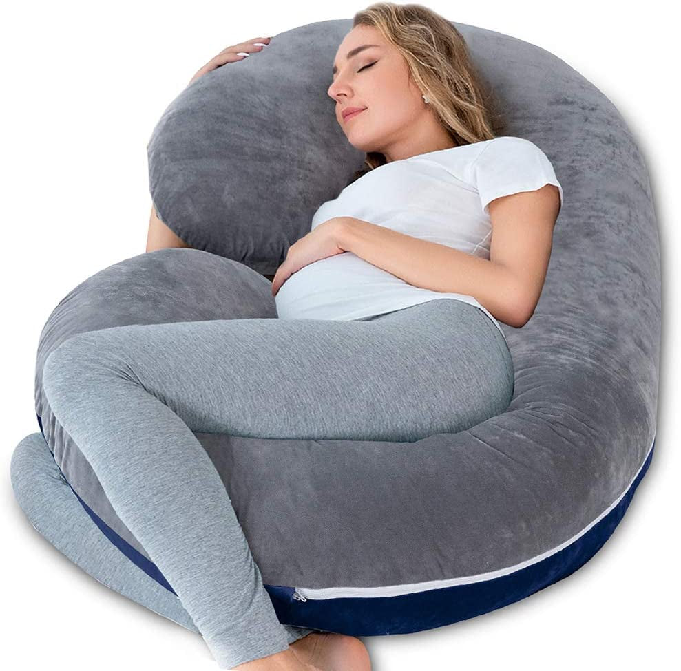 Pregnancy Pillow Maternity Body Pillow with Velvet Cover,C Shaped Body Pillow for Pregnant Women