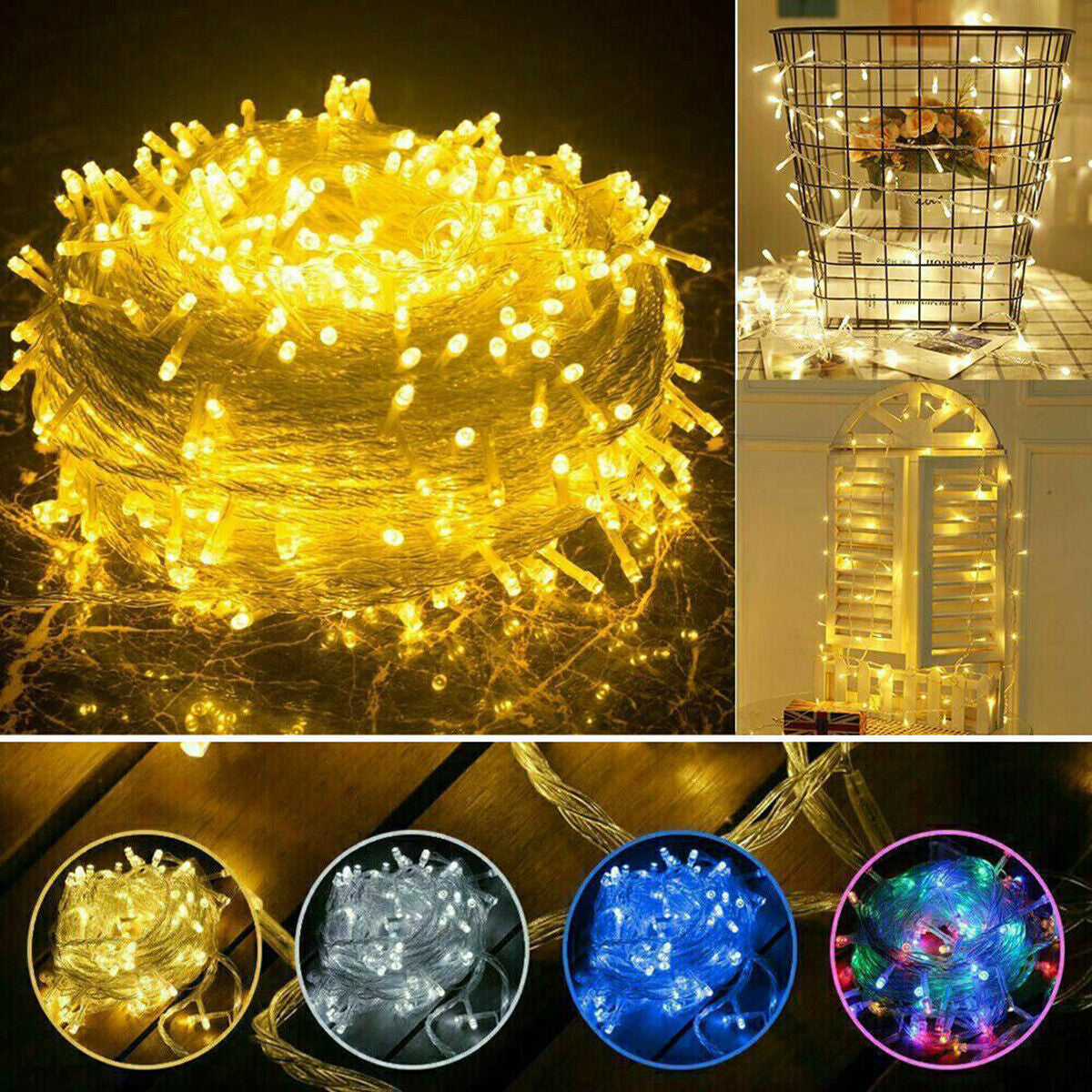 10M-50M LED Fairy String Light Waterproof Christmas Tree Outdoor Decor Wall Plug