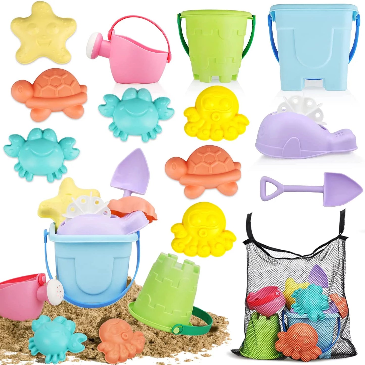 Shovel Set Animal Mold Travel Beach Toy Beach Toys for Toddlers Kids, Sand Toys for Kids Toddler, Sandbox Toy for Toddler Incl Beach Bucket and Shovel Set, Animal Mold, Travel Beach Toy for Toddler 3-4-6-8-10 with Castle Bucket