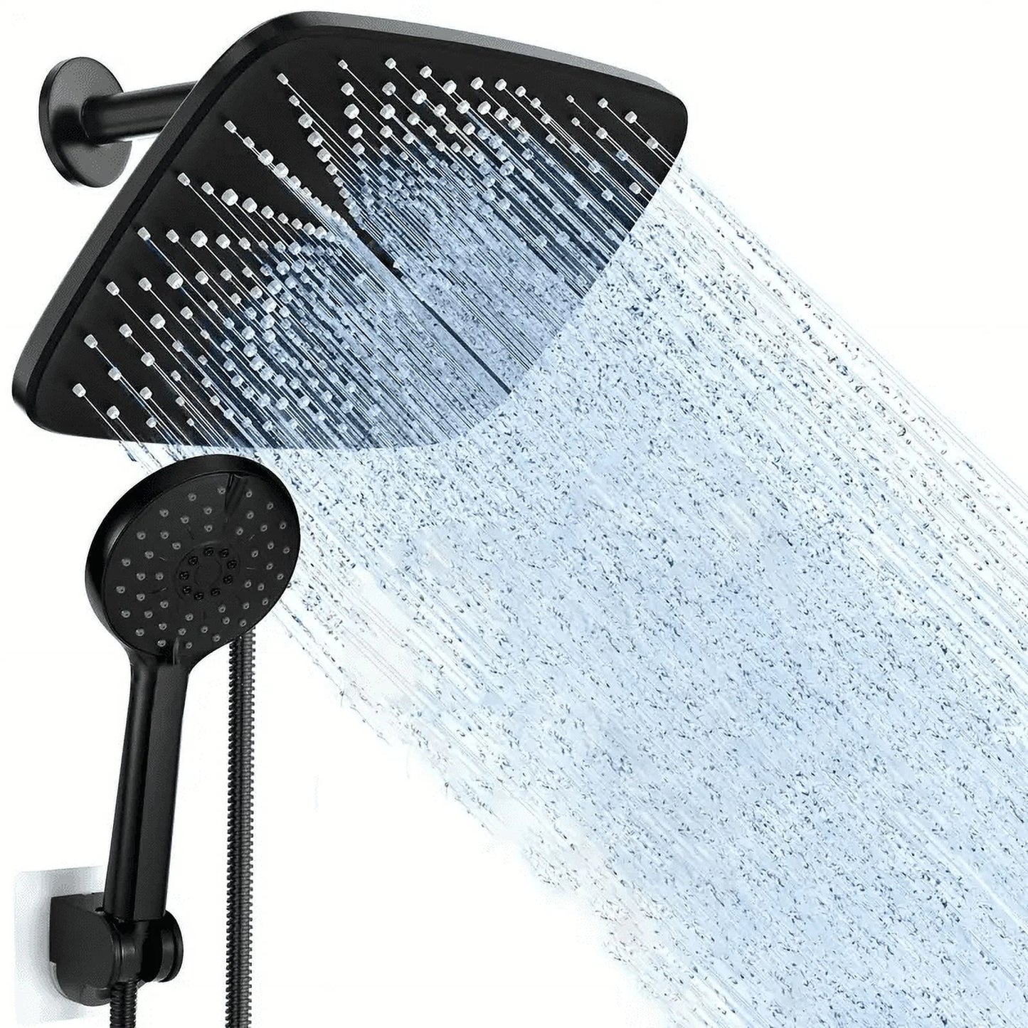 5-Setting High Pressure Shower Head 12 Inch Rain Shower Head with Handheld and Hose Silver