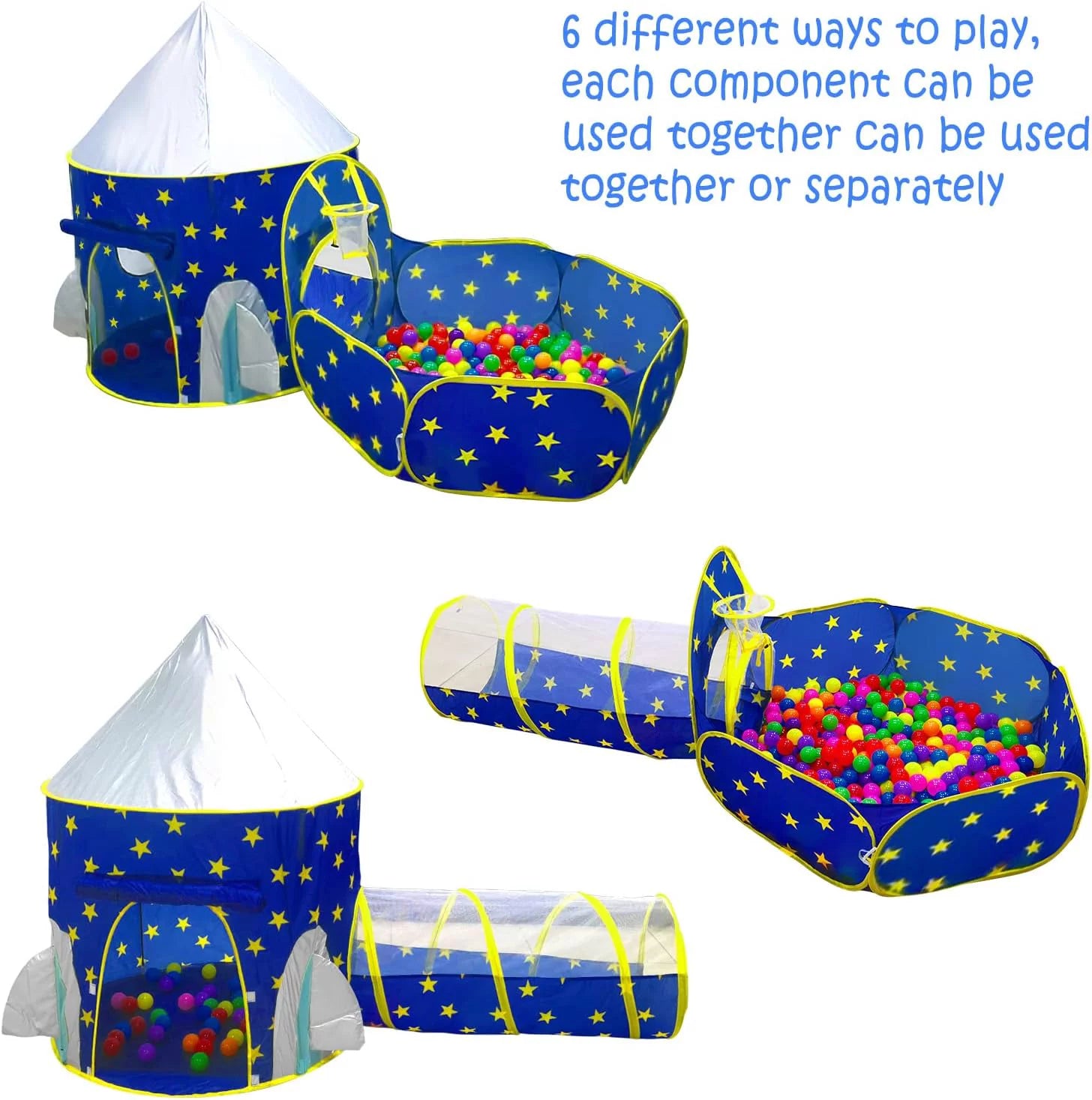 Kids Play Tent, 3 in 1 Kids Play Tent for Toddler Girls with Play Tunnel & Baby Ball Pit & Castle Tent and Storage Bag, Indoor Outdoor Toy Tent for Toddlers Kids Toy Gifts (Without Ball)