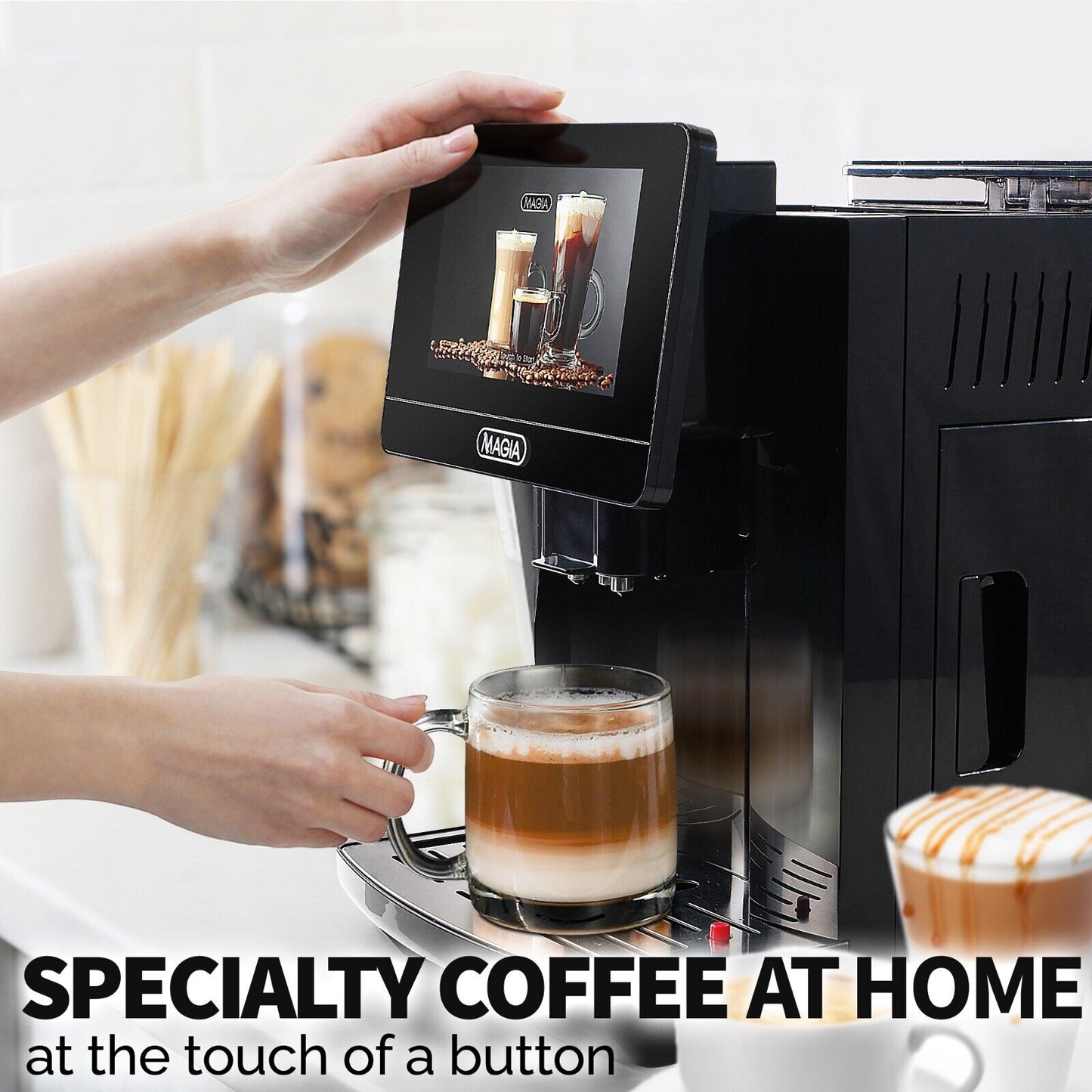 Fully Automatic Espresso Machine W Grinder 19 Customizable Coffee Options