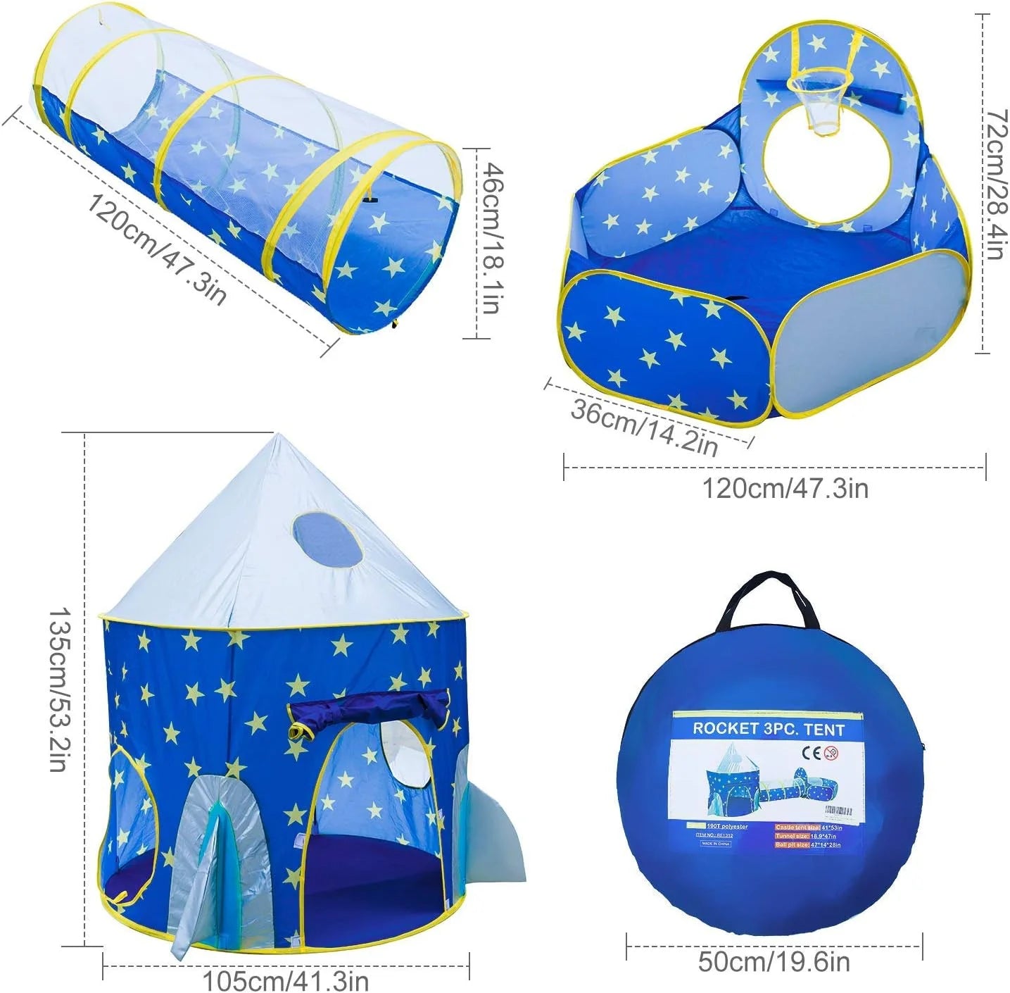 Kids Play Tent, 3 in 1 Kids Play Tent for Toddler Girls with Play Tunnel & Baby Ball Pit & Castle Tent and Storage Bag, Indoor Outdoor Toy Tent for Toddlers Kids Toy Gifts (Without Ball)