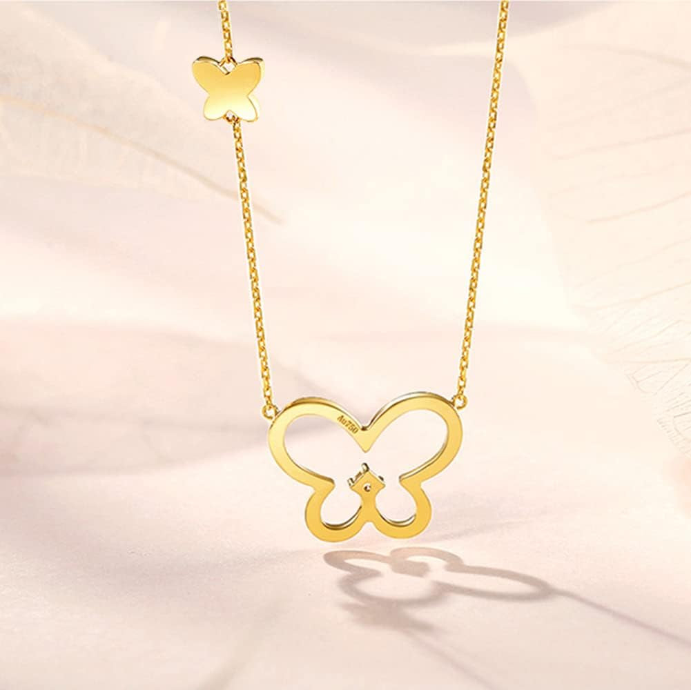 14K Solid Yellow Gold Blooming Garden Open Butterfly Diamond Pendant Necklace/Bracelet/Earrings Dainty Fine Jewelry Gifts for Women