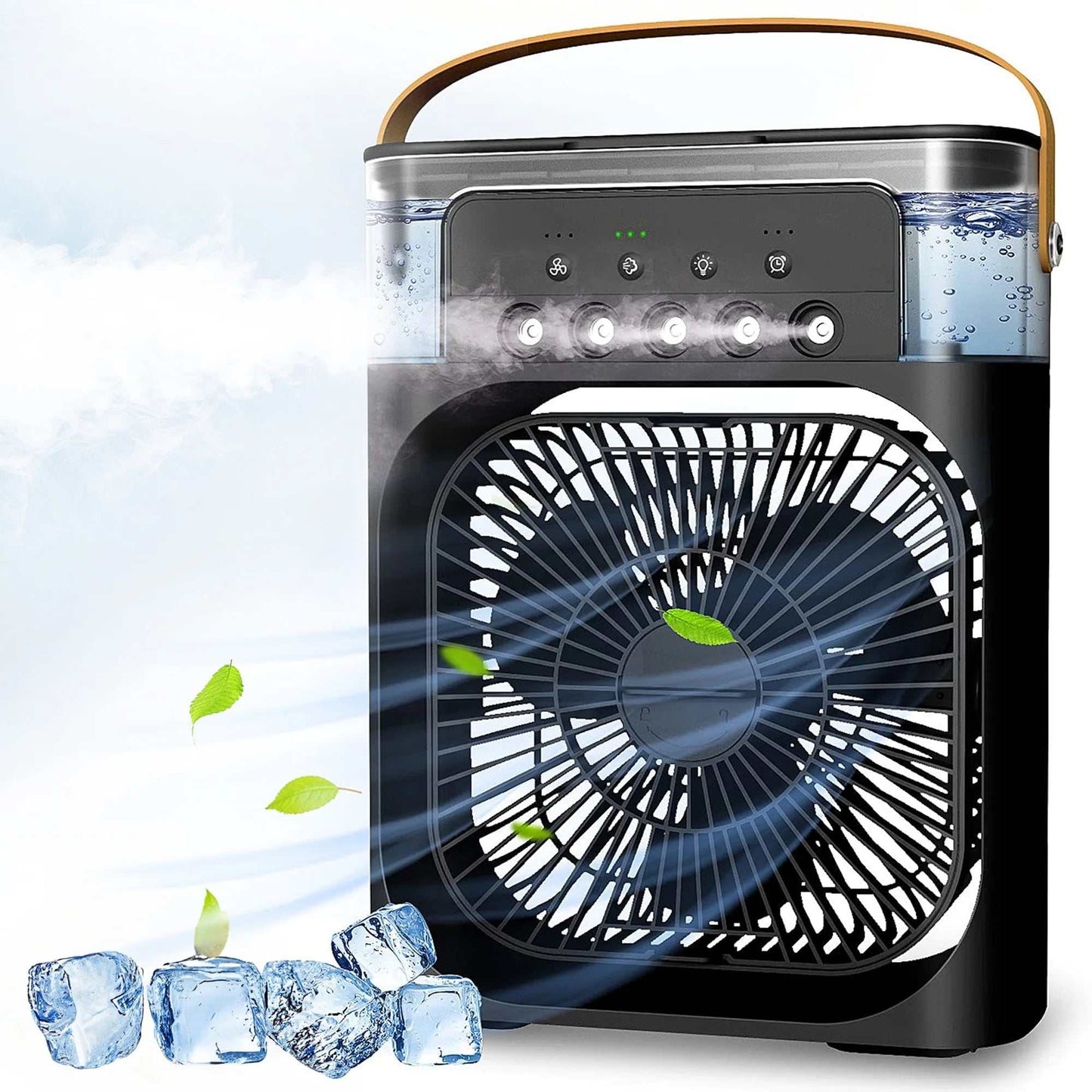 Portable Air Conditioner 3 IN 1Personal Air Cooler, 3 Speeds, 7-Color Night Light, USB Powered Small Cooling Fan, Mini Evaporative Air Cooler for Room Desk Car, Black